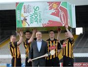 10 February 2014; Glanbia today launched its sponsorship of the Kilkenny hurling teams for 2014. The jerseys will feature the Avonmore milk logo while all leisure-wear training kit and kit bags will carry the Glanbia logo. In attendance at the Glanbia 2014 Kilkenny hurlers sponsorship launch are, from left, Tommy Walsh, Jackie Tyrrell, Brian Phelan, Glanbia Executive Director- CEO Global Ingredients, Lester Ryan and Michael Rice. Nowlan Park, Kilkenny. Picture credit: Barry Cregg / SPORTSFILE