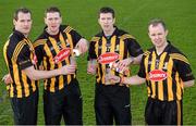 10 February 2014; Glanbia today launched its sponsorship of the Kilkenny hurling teams for 2014. The jerseys will feature the Avonmore milk logo while all leisure-wear training kit and kit bags will carry the Glanbia logo. In attendance at the Glanbia 2014 Kilkenny hurlers sponsorship launch are, from left, Jackie Tyrrell, Lester Ryan, Michael Rice and Tommy Walsh. Nowlan Park, Kilkenny. Picture credit: Barry Cregg / SPORTSFILE