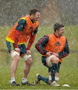 11 February 2014; Munster's Donnacha Ryan, left, and Billy Holland during squad training ahead of their Celtic League 2013/14, Round 14, game against Zebre on Saturday. Munster Rugby Squad Training, University of Limerick, Limerick. Picture credit: Diarmuid Greene / SPORTSFILE