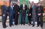 11 February 2014; The Football Association of Ireland today announced a new partnership with Tallaght Stadium for its Under 21 and Senior Women’s teams. Pictured at the announcement are, from left, U21 manager Noel King, Cathal King, Strategic Policy Committees, South Dublin County Council, Jack Martin, Centre manager The Square Shopping Centre, Dermot Looney, Mayor of South Dublin, Women’s Senior team manager Sue Ronan, FAI CEO John Delaney and County Manager Danny McLoughlin. The Square Shopping Centre, Tallaght, Co. Dublin. Picture credit: Ramsey Cardy / SPORTSFILE