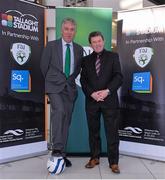 11 February 2014; The Football Association of Ireland today announced a new partnership with Tallaght Stadium for its Under 21 and Senior Women’s teams. Pictured at the announcement are FAI CEO John Delaney, left, and County manager Danny McLoughlin. The Square Shopping Centre, Tallaght, Co. Dublin. Picture credit: Ramsey Cardy / SPORTSFILE