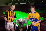 11 February 2014; In attendance at the launch of the 2014 Allianz Hurling Leagues are Kilkenny's Tommy Walsh, left, and Clare's Padraic Collins with the Allianz League Division 1A trophy. The opening weekend of the Allianz Hurling League will see the current Division 1A champions Kilkenny take on the All-Ireland title holders Clare in Cusack Park, Ennis, on Sunday. Croke Park, Dublin. Picture credit: Brendan Moran / SPORTSFILE