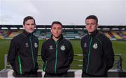 11 February 2014; Shamrock Rovers players, from left to right, Ryan Coombes, Chris Lyons and Daniel Purdy in attendance at a media briefing, Tallaght Stadium, Tallaght, Co. Dublin. Picture credit: Ramsey Cardy / SPORTSFILE