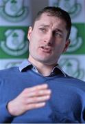 11 February 2014; Colin Hawkins speaking during a media briefing after he was announced as the new manager of the Shamrock Rovers First Division team. Shamrock Rovers Media Briefing, Tallaght Stadium, Tallaght, Co. Dublin. Picture credit: Ramsey Cardy / SPORTSFILE