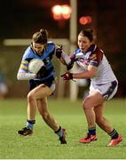 11 February 2014; Aine Heslin, University College Dublin, in action against Beulah McManus, University Limerick. HE GAA O'Connor Cup 2014, University College Dublin v University Limerick, UCD, Belfield, Dublin. Picture credit: Barry Cregg / SPORTSFILE