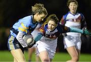 11 February 2014; Aine Heslin, University College Dublin, in action against Laurie Ryan, University Limerick. HE GAA O'Connor Cup 2014 , University College Dublin v University Limerick, UCD, Belfield, Dublin. Picture credit: Barry Cregg / SPORTSFILE
