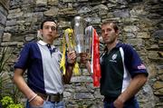 21 June 2005; Tipperary's Benny Dunne and Ben O'Connor, Cork, right, at a photocall ahead of this weekend's Guinness Munster Senior Hurling Championship Final. Ely Place, Dublin. Picture credit; Ray McManus / SPORTSFILE