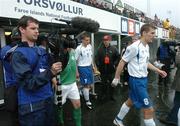 8 June 2005; A cameraman focuses on the teams as they make their way onto the pitch. FIFA 2006 World Cup Qualifier, Faroe Islands v Republic of Ireland, Torsvollur Stadium, Torshavn, Faroe Islands. Picture credit; David Maher / SPORTSFILE