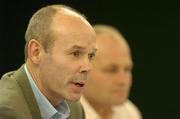 24 June 2005; Head coach Sir Clive Woodward answers questions. British and Irish Lions Press Conference, Christchurch Town Hall, Christchurch, New Zealand. Picture credit; Brendan Moran / SPORTSFILE