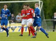 24 June 2005; Ollie Cahill, Shelbourne, in action against Kevin Waters, Waterford United. eircom League, Premier Division, Waterford United v Shelbourne, Waterford RSC, Waterford. Picture credit; Matt Browne / SPORTSFILE