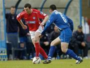 24 June 2005; Jason Byrne, Shelbourne, in action against Neil Andrews, Waterford United. eircom League, Premier Division, Waterford United v Shelbourne, Waterford RSC, Waterford. Picture credit; Matt Browne / SPORTSFILE