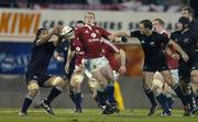 25 June 2005; Josh Lewsey, British and Irish Lions, contests a loose ball with Rodney So'oialo, left, and Leon MacDonald, New Zealand. British and Irish Lions Tour to New Zealand 2005, 1st Test, New Zealand v British and Irish Lions, Jade Stadium, Christchurch, New Zealand. Picture credit; Brendan Moran / SPORTSFILE