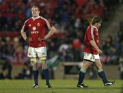 25 June 2005; Paul O'Connell, left, and Shane Byrne, British and Irish Lions, take a breather during the game. British and Irish Lions Tour to New Zealand 2005, 1st Test, New Zealand v British and Irish Lions, Jade Stadium, Christchurch, New Zealand. Picture credit; Brendan Moran / SPORTSFILE