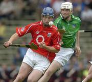 26 June 2005; Patrick Horgan, Cork, in action against Tom Condon, Limerick. Munster Minor Hurling Championship Final, Cork v Limerick, Pairc Ui Chaoimh, Cork. Picture Credit; Ray McManus / SPORTSFILE