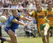 26 June 2005; Colm McFadden, Donegal, in action against James Stafford, Wicklow. Bank of Ireland All-Ireland Senior Football Championship Qualifier, Round 1, Wicklow v Donegal, County Grounds, Aughrim, Co. Wicklow. Picture Credit; Matt Browne / SPORTSFILE
