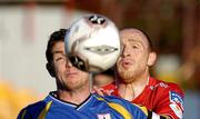 27 June 2005; Glen Crowe, Shelbourne, in action against Barry Ferguson, Longford Town. eircom League, Premier Division, Shelbourne v Longford Town, Tolka Park, Dublin. Picture credit; David Maher / SPORTSFILE