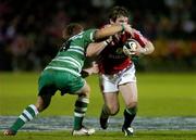 28 June 2005; Gordon D'Arcy, British and Irish Lions, is tackled by Jason Campbell, Manawatu. British and Irish Lions Tour to New Zealand 2005, Manawatu v British and Irish Lions, Arena Manawatu, Palmerston North, New Zealand. Picture credit; Brendan Moran / SPORTSFILE