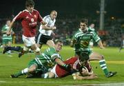 28 June 2005; Martin Corry, British and Irish Lions, scores his sides second try against Manawatu. British and Irish Lions Tour to New Zealand 2005, Manawatu v British and Irish Lions, Arena Manawatu, Palmerston North, New Zealand. Picture credit; Brendan Moran / SPORTSFILE