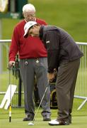 28 June 2005; Padraig Harrington on the putting course with coach Harald Swash during practice in advance of the Smurfit European Open. K Club, Straffan, Co. Kildare Picture credit; Matt Browne / SPORTSFILE
