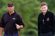 29 June 2005; US Ryder Cup captain 2006, Tom Lehman, left, with Dr. Michael WJ Smurfit, Chairman, Jefferson Smurfit Group, during the Smurfit European Open Pro-Am. K Club, Straffan, Co. Kildare. Picture credit; David Maher / SPORTSFILE