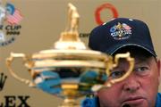 29 June 2005; Ian Woosnam, European captain, with the Ryder Cup during a press conference to announce the vice-captains for the 2006 Ryder Cup. K Club, Straffan, Co. Kildare. Picture credit; David Maher / SPORTSFILE