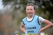 12 February 2014; Jodie McCann, Rathdown, Co. Dublin, after winning the Junior Girl's race in the Aviva Leinster Schools Cross Country Championships. Santry Demesne, Santry, Co. Dublin. Picture credit: Ramsey Cardy / SPORTSFILE