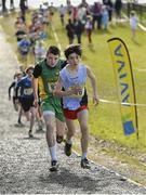 13 February 2014; Eventual winner Darragh McElhinney, Colaiste Pobail, Bheanntrai, right, on his way to winning the Minor Boys 2500m from eventual third place Sean Horan, St. Patrick's, Castleisland, Co. Kerry, left, at the Aviva Munster Schools Cross Country Championships.  Cork Institute of Technology, Bishopstown, Cork. Picture credit: Diarmuid Greene / SPORTSFILE