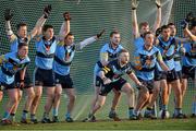 13 February 2014; The University College Dublin players defend the goal against a last minute free. Irish Daily Mail HE GAA Sigerson Cup 2014, Quarter-Final, University College Dublin v Dublin City University, UCD, Belfield, Dublin. Picture credit: Pat Murphy / SPORTSFILE
