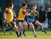 13 February 2014; Paul Mannion, University College Dublin, in action against Ciaran Cafferty and Michael Quinn, left, Dublin City University. Irish Daily Mail HE GAA Sigerson Cup 2014, Quarter-Final, University College Dublin v Dublin City University, UCD, Belfield, Dublin. Picture credit: Pat Murphy / SPORTSFILE