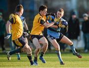 13 February 2014; Paul Mannion, University College Dublin, in action against Ciaran Cafferty and Michael Quinn, left, Dublin City University. Irish Daily Mail HE GAA Sigerson Cup 2014, Quarter-Final, University College Dublin v Dublin City University, UCD, Belfield, Dublin. Picture credit: Pat Murphy / SPORTSFILE