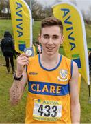 13 February 2014; Kevin Mulcaire, St. Flannan's, Ennis, Co. Clare, with his gold medal after winning the Intermediate Boys 5000m race at the Aviva Munster Schools Cross Country Championships. Cork Institute of Technology, Bishopstown, Cork. Picture credit: Diarmuid Greene / SPORTSFILE