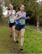 13 February 2014; Caoimhe Harvey, St. Joseph's, Kilkee, Co. Clare, on her way to winning the Interemediate Girls 3000m race at the Aviva Munster Schools Cross Country Championships.  Cork Institute of Technology, Bishopstown, Cork. Picture credit: Diarmuid Greene / SPORTSFILE