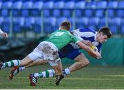 13 February 2014; Gary Fearon, St Andrew's College, is tackled by Marco McVey, Gonzaga College. Beauchamps Leinster Schools Senior Cup, Quarter-Final, St Andrew's College v Gonzaga College, Donnybrook Stadium, Donnybrook, Co. Dublin. Picture credit: Matt Browne / SPORTSFILE