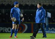 14 February 2014; Leinster's Ian Madigan, left, in conversation with head coach Matt O'Connor before the game. Celtic League 2013/14 Round 14, Leinster v Newport Gwent Dragons, RDS, Ballsbridge, Dublin. Picture credit: Pat Murphy / SPORTSFILE