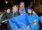 14 February 2014; Leinster supporters Ciaran, Martin and Eoin Hennigan, from Balbriggan, Dublin, ahead of the game. Celtic League 2013/14 Round 14, Leinster v Newport Gwent Dragons. RDS, Ballsbridge, Dublin. Picture credit: Ramsey Cardy / SPORTSFILE