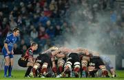 14 February 2014; A general view of a scrum during the game. Celtic League 2013/14 Round 14, Leinster v Newport Gwent Dragons, RDS, Ballsbridge, Dublin. Picture credit: Ramsey Cardy / SPORTSFILE