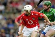 26 June 2005; Patrick Cronin, Cork, in action against Seamus Hickey, Limerick. Munster Minor Hurling Championship Final, Cork v Limerick, Pairc Ui Chaoimh, Cork. Picture Credit; Ray McManus / SPORTSFILE