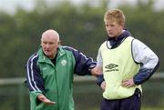 30 June 2005; Noel O'Reilly, Republic of Ireland manager with Alan Power during Youth Olympic squad training in advance of the European Youth Olympics which will take place in Lignano, Italy. AUL Complex, Clonshaugh, Dublin. Picture Credit; Damien Eagers / SPORTSFILE