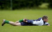 30 June 2005; Alan Judge, Republic of Ireland, stretches during Youth Olympic squad training in advance of the European Youth Olympics which will take place in Lignano, Italy. AUL Complex, Clonshaugh, Dublin. Picture Credit; Damien Eagers / SPORTSFILE