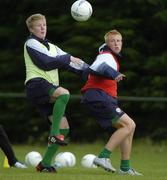 30 June 2005; Alan Power, left, and Alan Rooney, Republic of Ireland, in action during Youth Olympic squad training in advance of the European Youth Olympics which will take place in Lignano, Italy. AUL Complex, Clonshaugh, Dublin. Picture Credit; Damien Eagers / SPORTSFILE