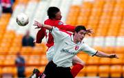 1 July 2005; Bobby Ryan, Shelbourne, in action against Gareth McGlynn, Derry City. eircom League, Premier Division, Shelbourne v Derry City, Tolka Park, Dublin. Picture credit; David Maher / SPORTSFILE