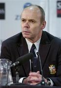 2 July 2005; British and Irish Lions head coach Sir Clive Woodward speaking to the media after the game. British and Irish Lions Tour to New Zealand 2005, Post Match Press Conference, 2nd Test, New Zealand v British and Irish Lions, Westpac Stadium, Wellington, New Zealand. Picture credit; Brendan Moran / SPORTSFILE