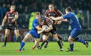 14 February 2014; T. Rhys Thomas, Newport Gwent Dragons, is tackled by Ian Madigan, left, and Jack McGrath, Leinster. Celtic League 2013/14 Round 14, Leinster v Newport Gwent Dragons, RDS, Ballsbridge, Dublin. Picture credit: Ray Lohan / SPORTSFILE