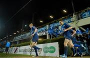 14 February 2014; Leinster's Leo Cullen and Eoin Reddan make their way out for the start of the second half. Celtic League 2013/14 Round 14, Leinster v Newport Gwent Dragons, RDS, Ballsbridge, Dublin. Picture credit: Ramsey Cardy / SPORTSFILE