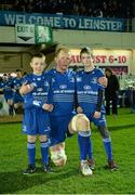 14 February 2014; Leinster mascots Conor Moloney, aged 8, from Blackrock, left, and Tom Flood, aged 10, from Wicklow RFC, with Leo Cullen ahead of the game. Celtic League 2013/14 Round 14, Leinster v Newport Gwent Dragons. RDS, Ballsbridge, Dublin. Picture credit: Pat Murphy / SPORTSFILE