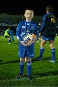 14 February 2014; Leinster mascot Conor Moloney, aged 8, from Blackrock, ahead of the game. Celtic League 2013/14 Round 14, Leinster v Newport Gwent Dragons. RDS, Ballsbridge, Dublin. Picture credit: Pat Murphy / SPORTSFILE