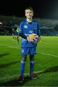 14 February 2014; Leinster mascot Tom Flood, aged 10, from Wicklow RFC, ahead of the game. Celtic League 2013/14 Round 14, Leinster v Newport Gwent Dragons. RDS, Ballsbridge, Dublin. Picture credit: Pat Murphy / SPORTSFILE