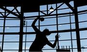 15 February 2014; Clare Fitzgerald, Tralee Harriers A.C., Co. Kerry, competes in the Women's shot putt event. Woodie’s DIY National Senior Indoor Track and Field Championships - Saturday. Athlone Institute of Technology International Arena, Athlone, Co. Westmeath. Picture credit: Stephen McCarthy / SPORTSFILE