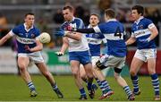 15 February 2014; James Conway, Ballinderry, in action against Eamon Fennell, left, Tomas Quinn and Hugh Gill, St Vincent's. AIB GAA Football All-Ireland Senior Club Championship, Semi-Final, St Vincent's, Dublin v Ballinderry, Derry. Páirc Esler, Newry, Co. Down. Picture credit: Oliver McVeigh / SPORTSFILE