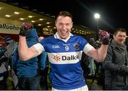 15 February 2014; Eamon Fennell, St Vincent's, celebrates after the game. AIB GAA Football All-Ireland Senior Club Championship, Semi-Final, St Vincent's, Dublin v Ballinderry, Derry. Páirc Esler, Newry, Co. Down. Picture credit: Oliver McVeigh / SPORTSFILE